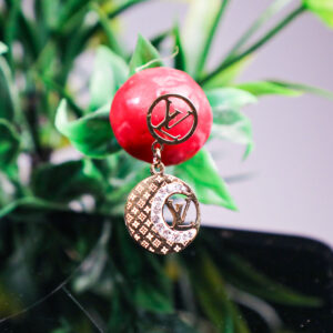 Golden Round Shape Earing with white Stone