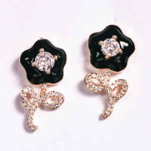 Black Floral Top with Stone