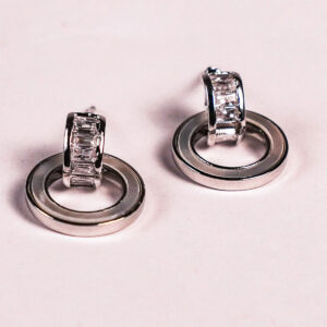 Silver Colour Round Shape Top with Stone